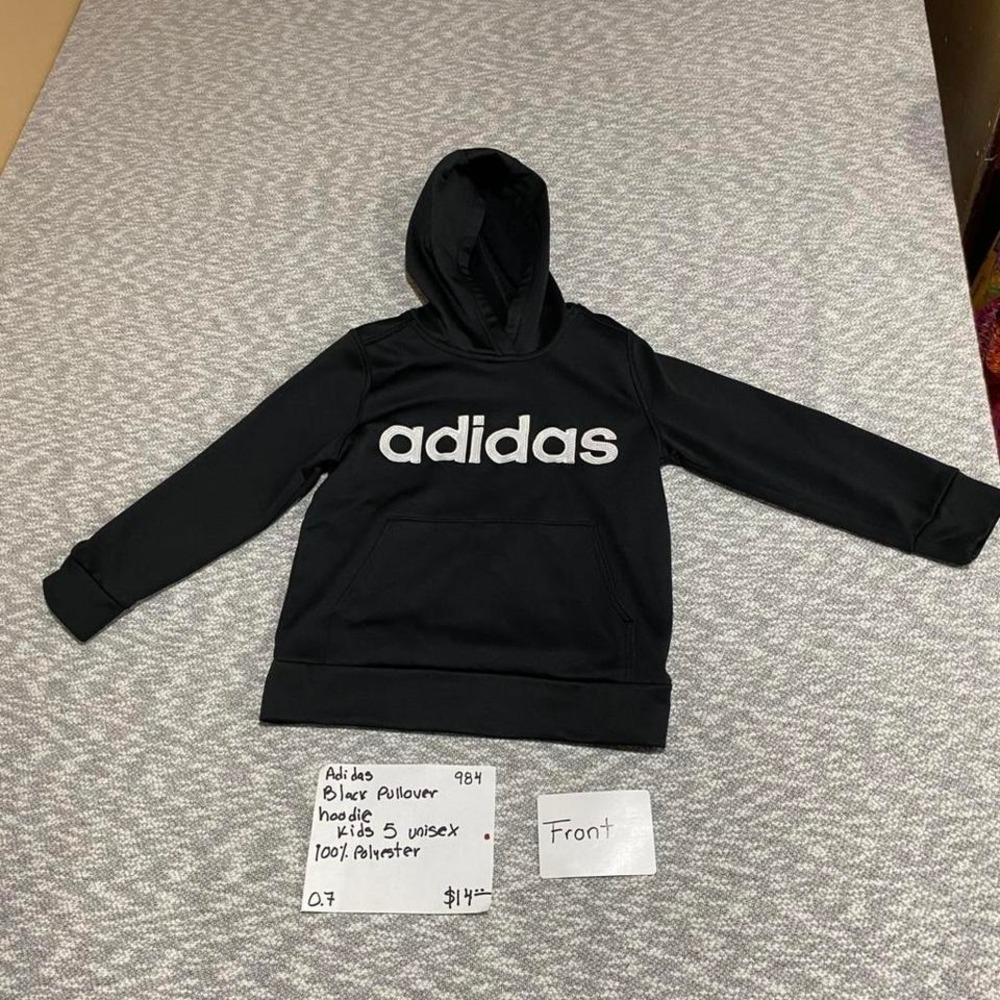 Adidas black kids pullover hoodie Size 5. SKU984 #kids #athleticwear